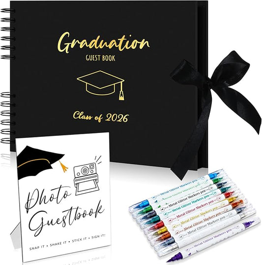 12 Pcs 2026 Graduation Guest Book with Photo Sign Decor 80 Pages