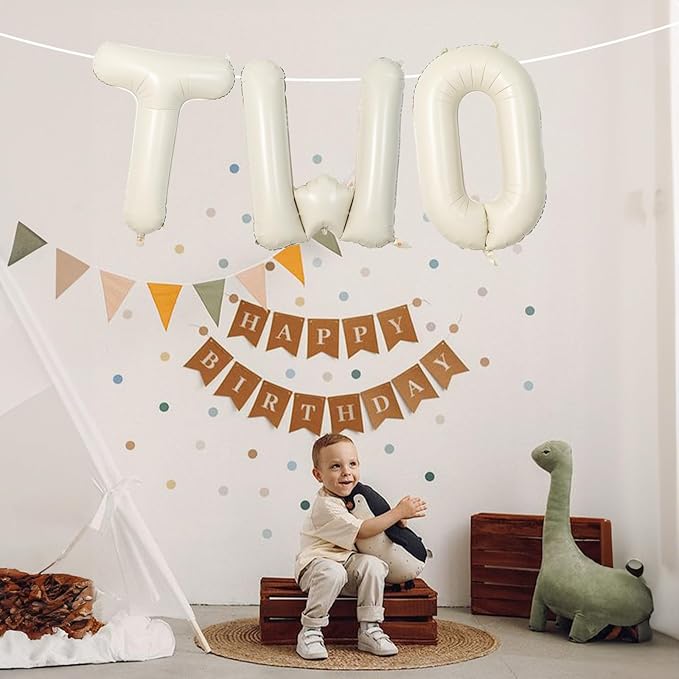 40 Inch Beige Letter Balloon, Cream White Sand Alphabet With Ribbon