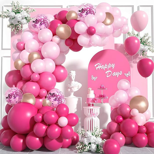 Pink Balloons Arch Kit Garland 131PCS as Pink Decor, Aivatoba