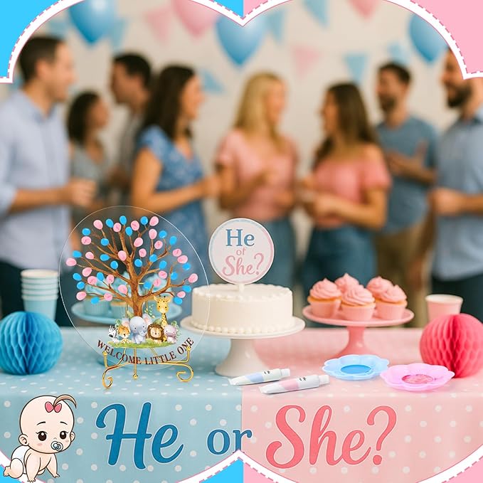 Gender Reveal Fingerprint Tree Boy or