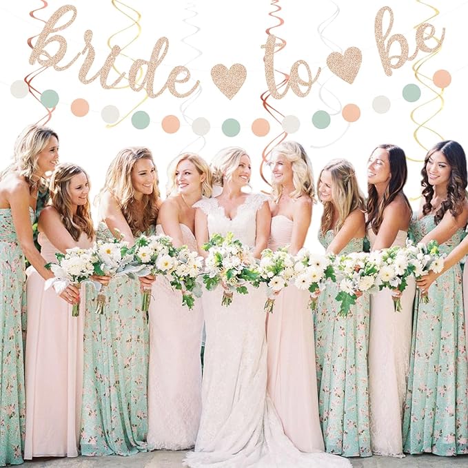 Sage Green Pink Beige Bridal Shower Party Decorations 36pcs Bride