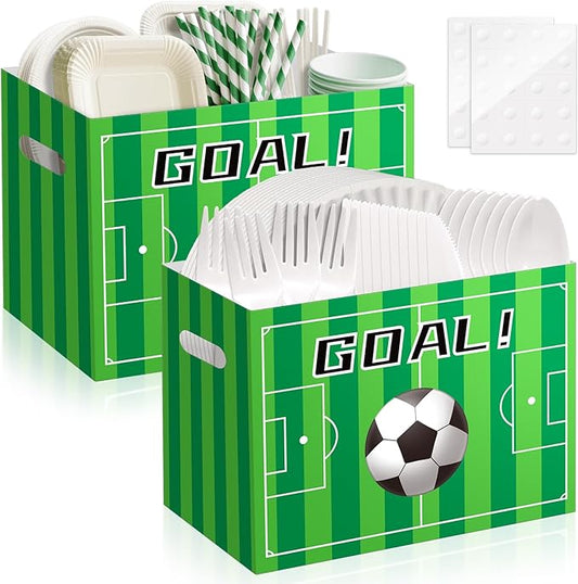 2PCS Soccer Utensil Holder Paper Utensil Caddy for Soccer Party