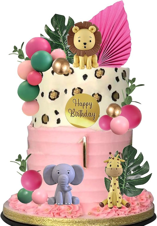 Safari Animal Cake Toppers Jungle Wild Cake Decorations with