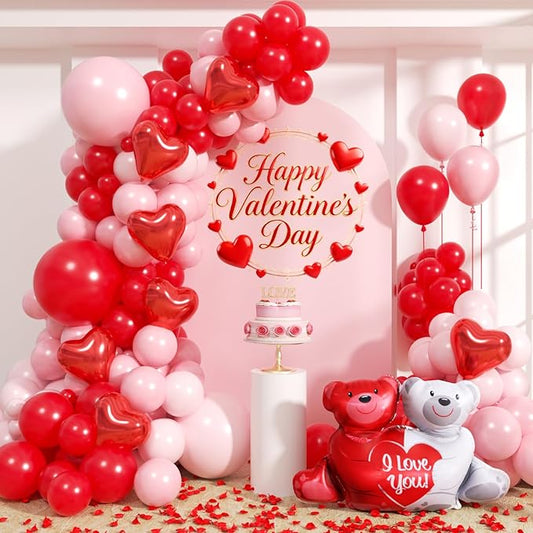Valentines Day Balloons Garland Arch Kit Different Size Red Pink and