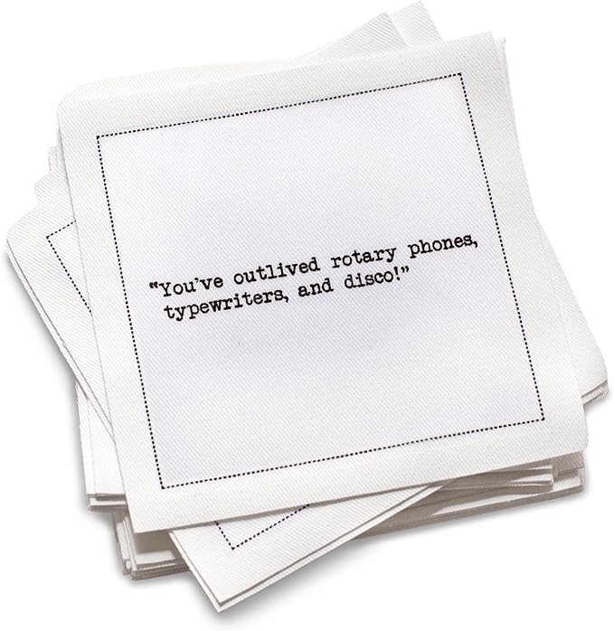 Five Star Funny 75th Birthday Quotes | White Cotton Cocktail Napkins