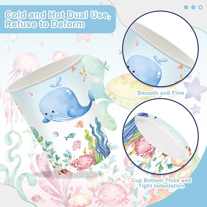 120PCS Under the Sea Party Supplies for Ocean Theme Baby Shower