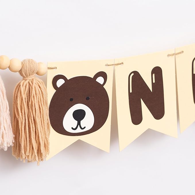 Bear One High Chair Banner Beary First Birthday Party Decorations