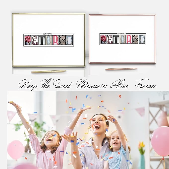 Framed Retirement Decorations Guest Book for Womens 12 x16 Rose Gold