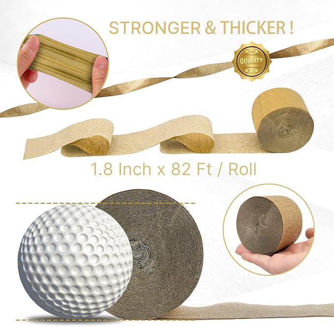 PartyWoo Metallic Gold and Silver Crepe Paper Streamers 4pcs 328ft