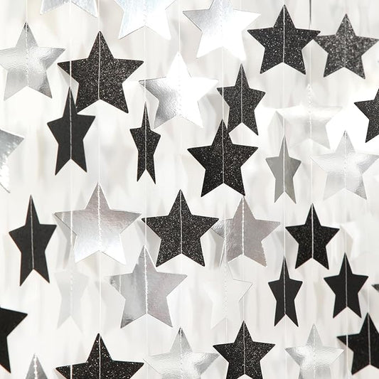 Black Silver Birthday Graduation Party Decorations Garland 62ft