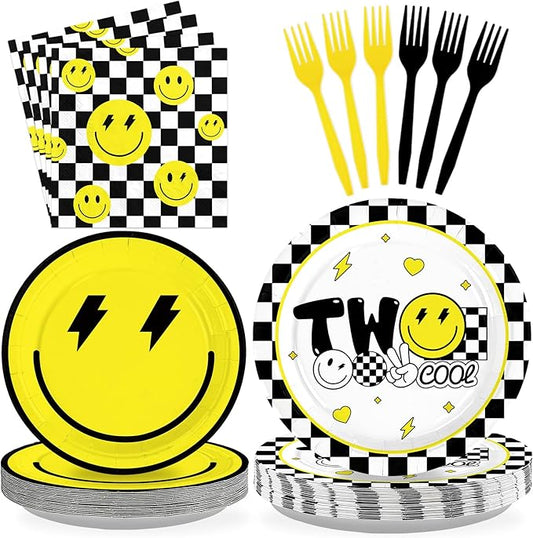 96 Pcs Two Cool Dude Birthday Party Decorations 350 GSM 2nd Birthday