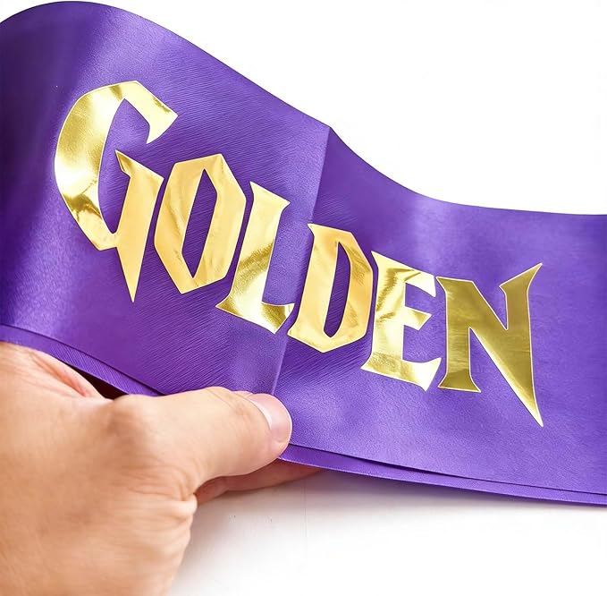 “BORN TO BE GOLDEN” Demon Movie Party Sash, Purple Satin with Gold
