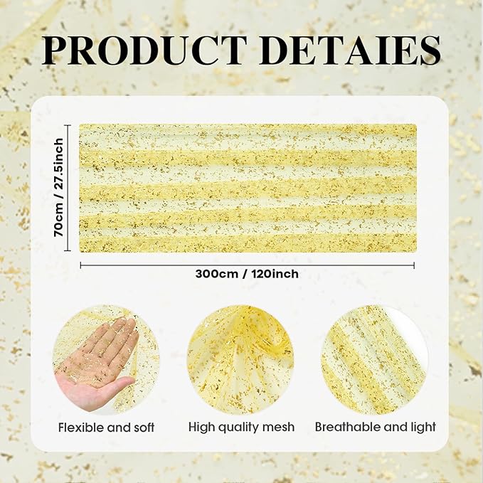 Mode 10PCS Light Yellow Gold Gauze Table Runner 120 Inch 10FT
