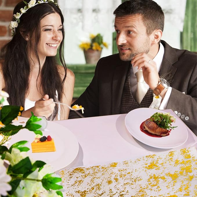 Snowkingdom Glitter Gold Table Runner Roll 11 Inch x 20 Feet Thin