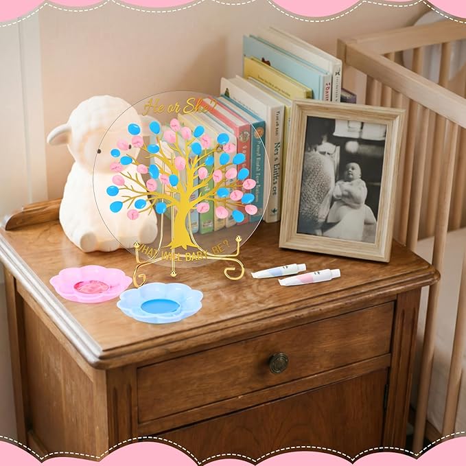 Gender Reveal Fingerprint Tree Boy or Girl Party Ideas Baby Shower