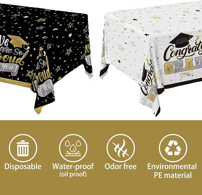 Graduation Decorations 2026 2 Pcs Black and Gold Gongrats Grad