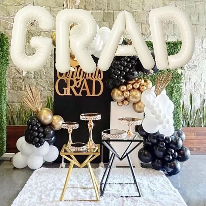 40 Inch Beige GRAD Balloons for Graduation Party Decorations, Large
