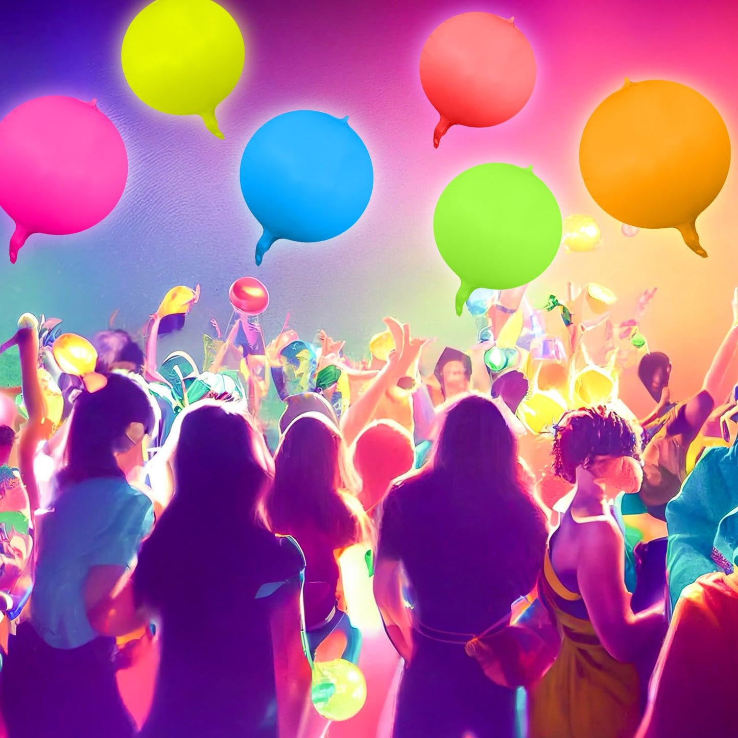 Vertintong 6 Pcs Round Glow-in-the-Dark Neon Balloons Foil Birthday