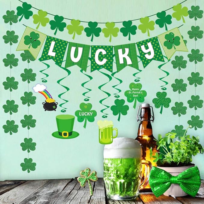 40ct St Patrick's Day Decorations Kit Hanging Swirls Banner Shamrock