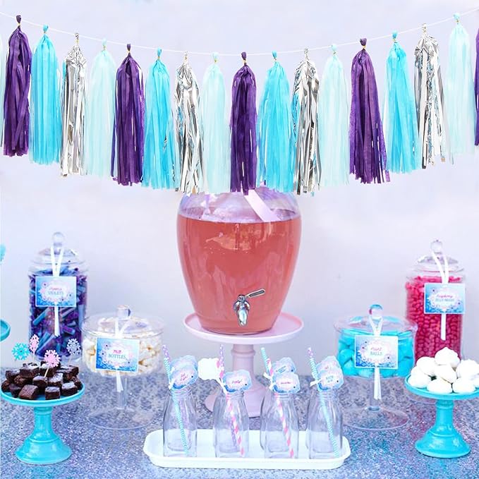 Purple-Blue Silver Frozen Christmas Party-Decorations - 30pcs Tissue