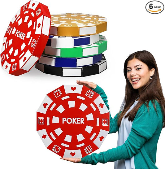Giant Casino Decorations 15.7 Inch Large Paper Poker Chips Favor