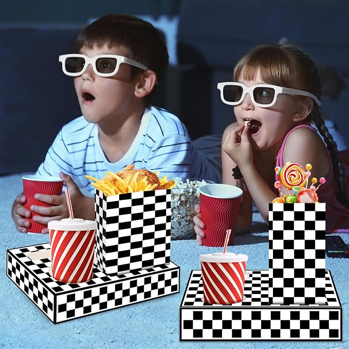 48Pcs Movie Night Supplies 24 Movie Theater Snack Trays with 24