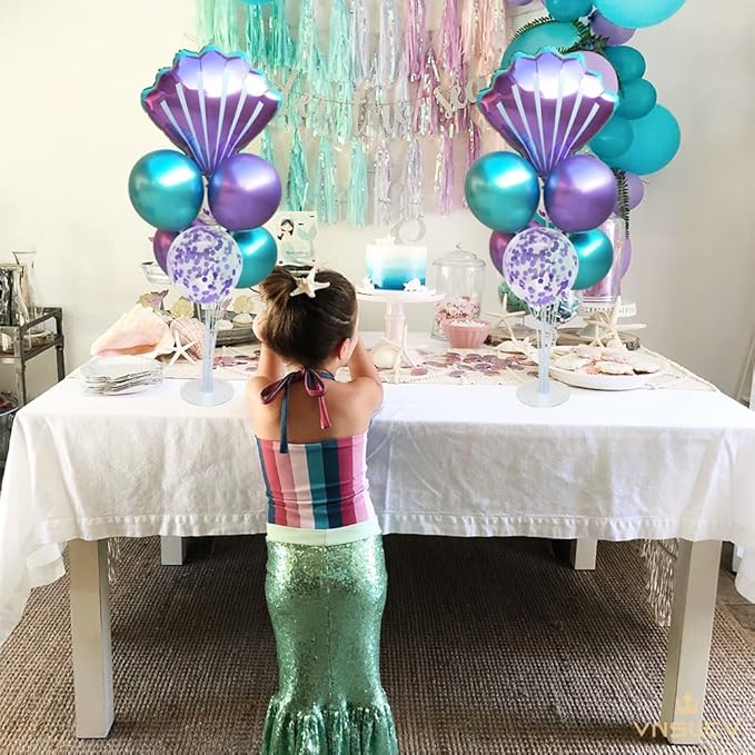 Mermaid Table Centerpiece Balloons Stand Kit 2 Sets with 2 Sea