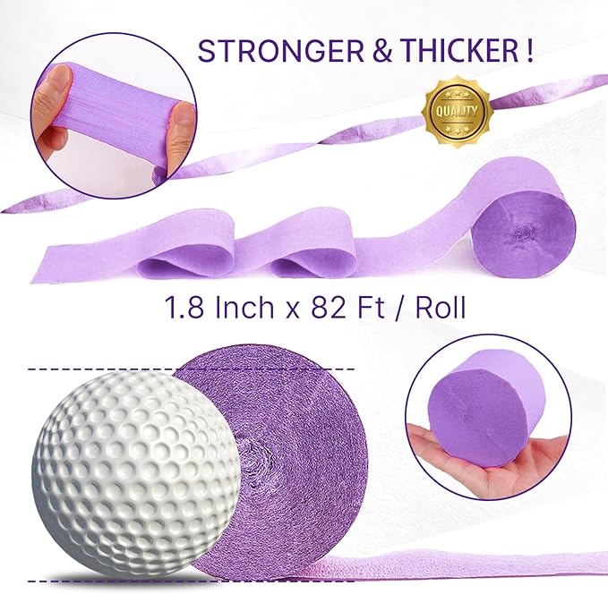 PartyWoo Pink and Purple Crepe Paper Streamers 4pcs 328ft Pack of