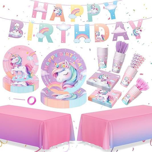 171Pcs Unicorn Birthday Party Decorations with Unicorn Rainbow