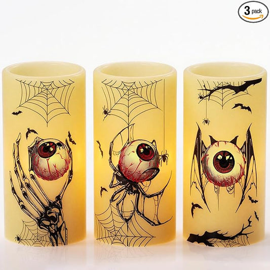 Halloween Flameless Flickering Candles with Timer Battery Operated