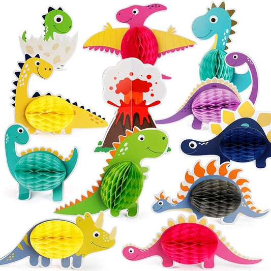 12 Pieces Dinosaur Party Honeycomb Centerpieces Table Decorations