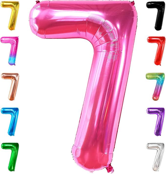 KatchOn, Giant Hot Pink Number 7 Balloon - 40 Inch | Pink 7 Mylar