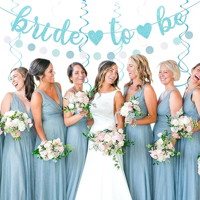 Dusty Blue White Bridal Shower Bachelorette Party Decorations 22pcs