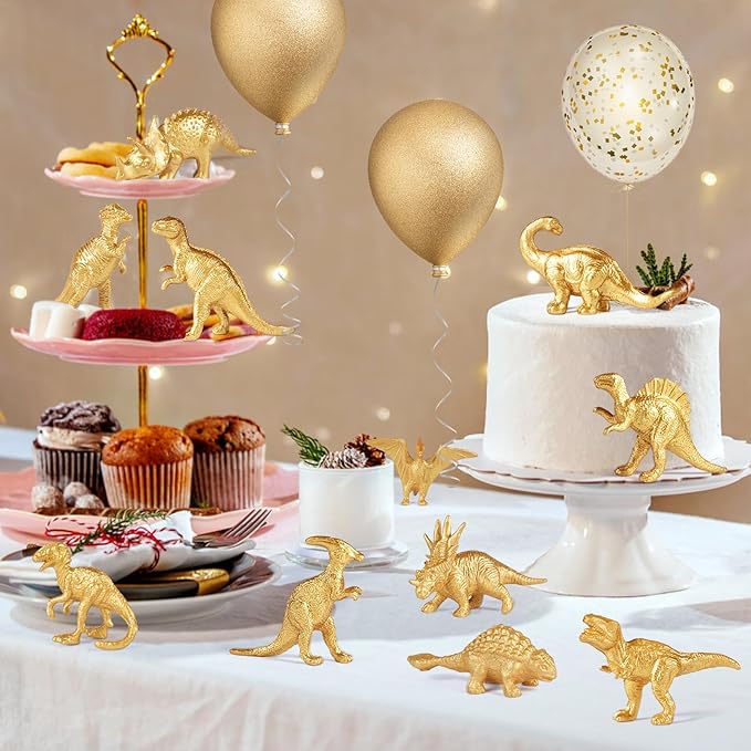 Gold Plastic Mini Dinosaur Figures Toys 48PCS Party Favors Supplies