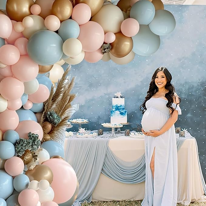 Gender Reveal Balloon Arch Kit 144PCS Dusty Pink and Blue Balloons