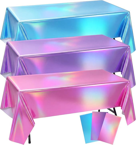 Oudain 3 Pcs Mermaid Theme Party Pink & Purple & Blue Iridescent