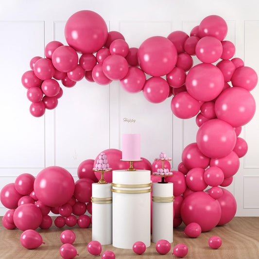 LovesTown 150 PCS Hot Pink Balloons Different Size of 18 12 10 5 Inch