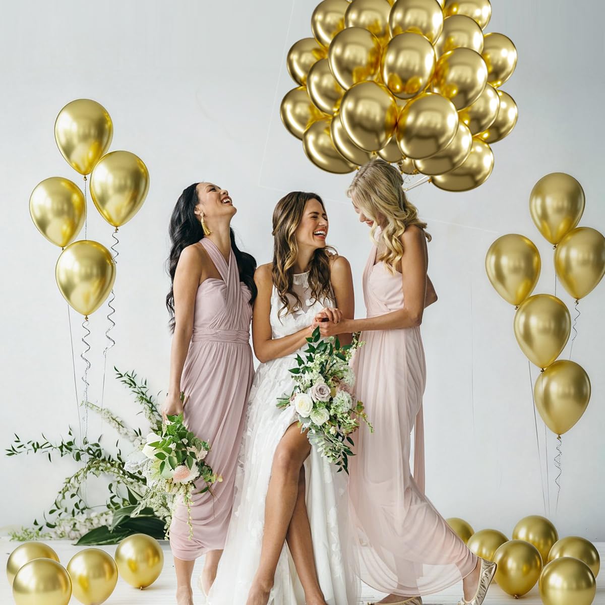 MEBAY Gold Balloons 12 inch 100 pcs Chrome Metallic Latex Birthday