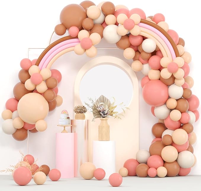 Boho Balloon Garland Blush Nude Dusty Pink Brown White Sand Long