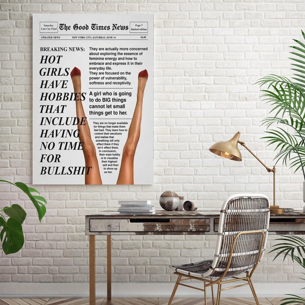 Retro Trendy Newspapers Wall art Decor Bar Cart Feminist Wall Art New