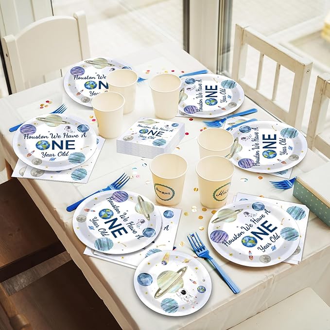 96 Pieces Outer Space 1st Party Plates We Have a One Year Old Theme