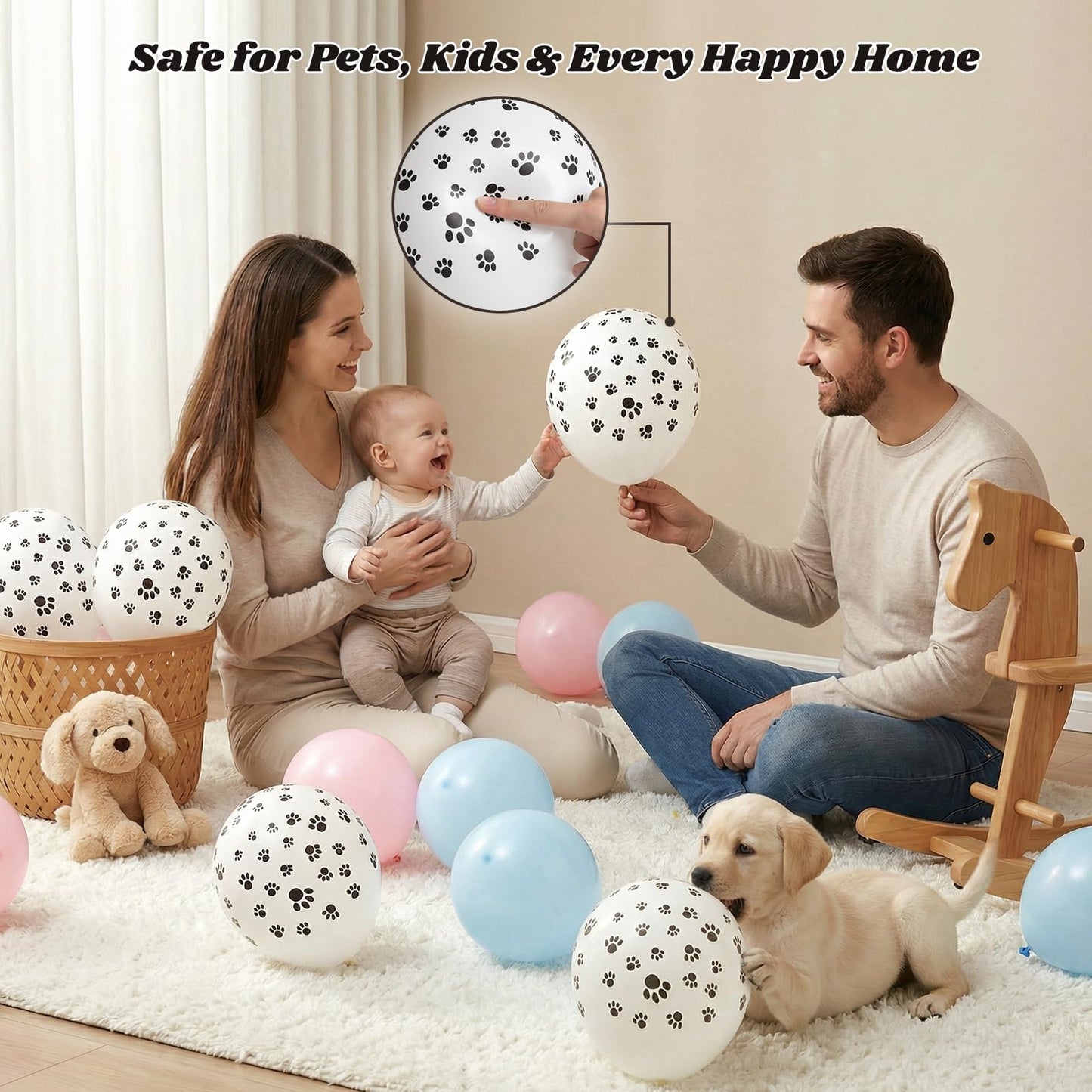 Koogel 100PCS 12 Inch Dog Balloons for Birthday Party, Dog Paw Print