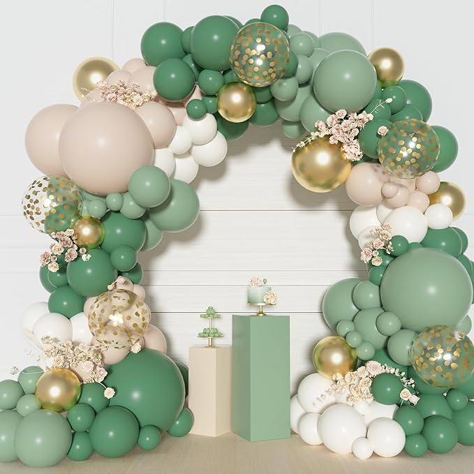 Party Sage Green Balloons Arch Garland Kit, Different Sizes 18