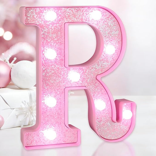 Pink Light Up Letters, LED Marquee Letters for Table, Small Glitter #5