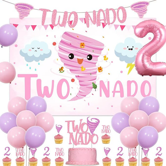 Two Nado Birthday Party Decorations for Girls Tornado 2nd Birthday