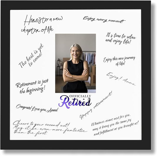13x13 Retirement Signature Frame with Plexiglass Cover - Holds 4x6