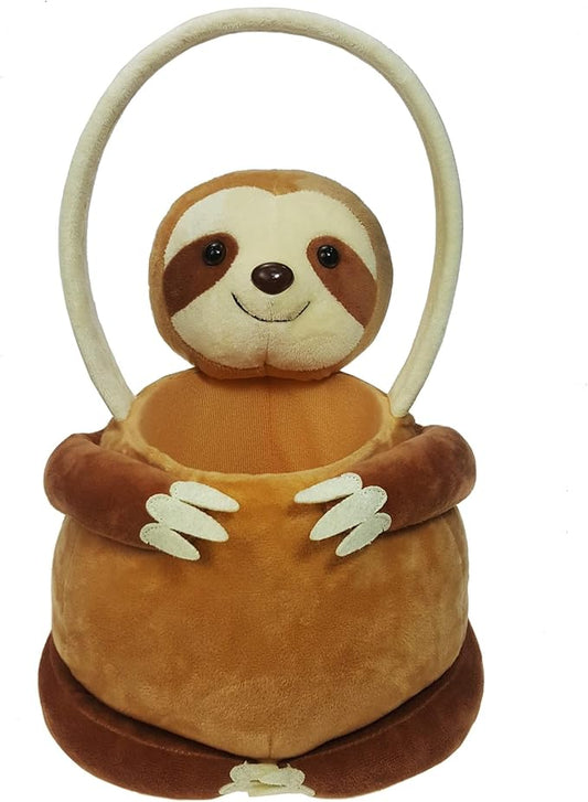 3D Sloth Plush Basket Easter Egg Hunting Basket Cute Animal Plush