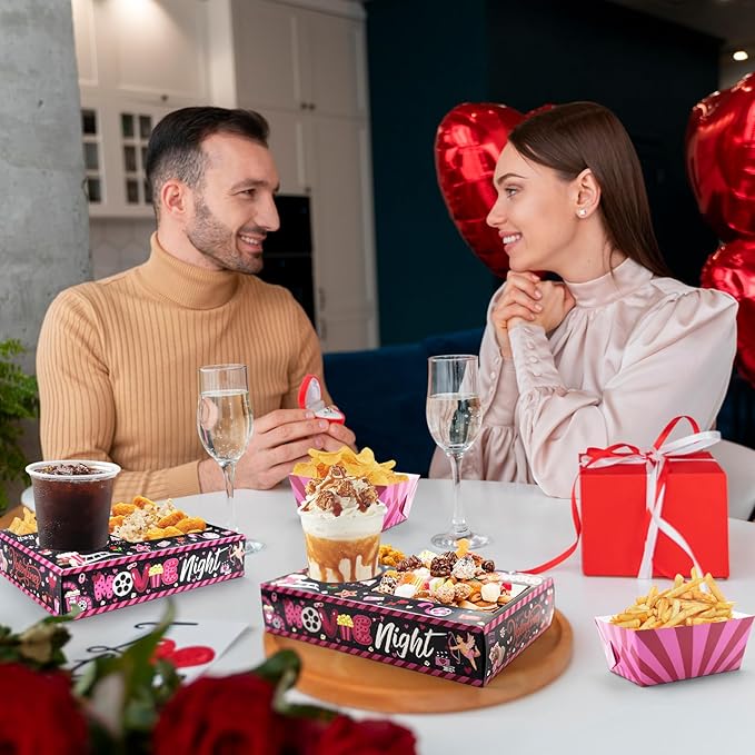 48 Pcs Valentine's Day Party Supplies Movie Night Paper Snack Trays