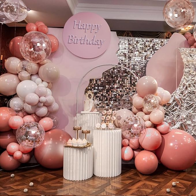 147PCS Rose Gold Balloon Garland Arch Kit Pearl Rose Gold Metallic