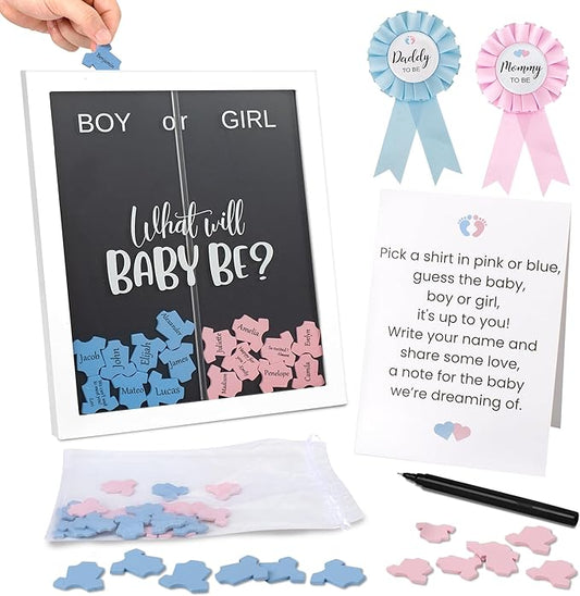 Gender Reveal Voting Board Game Wooden Frame Keepsake Baby Reveal